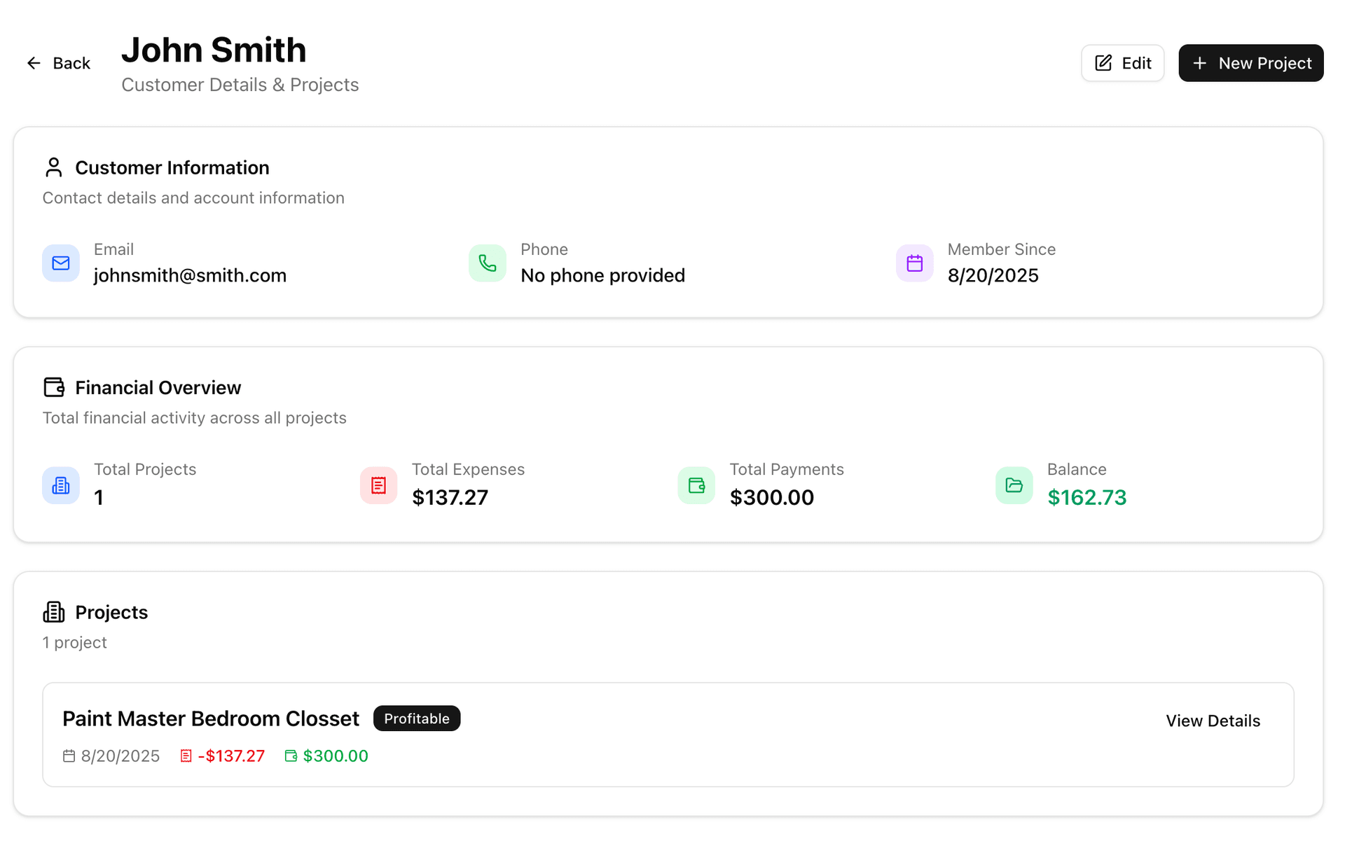 Project Overview Dashboard