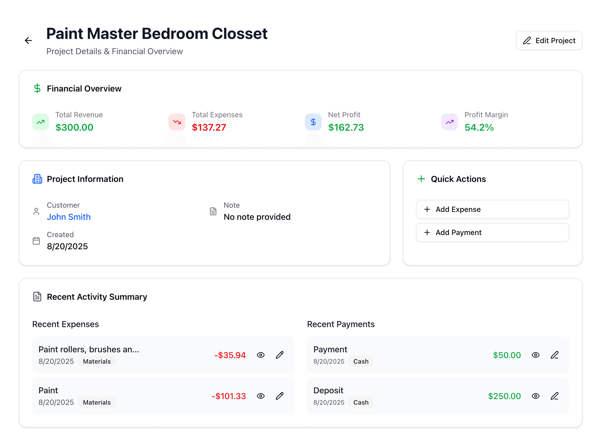 Project Overview Dashboard